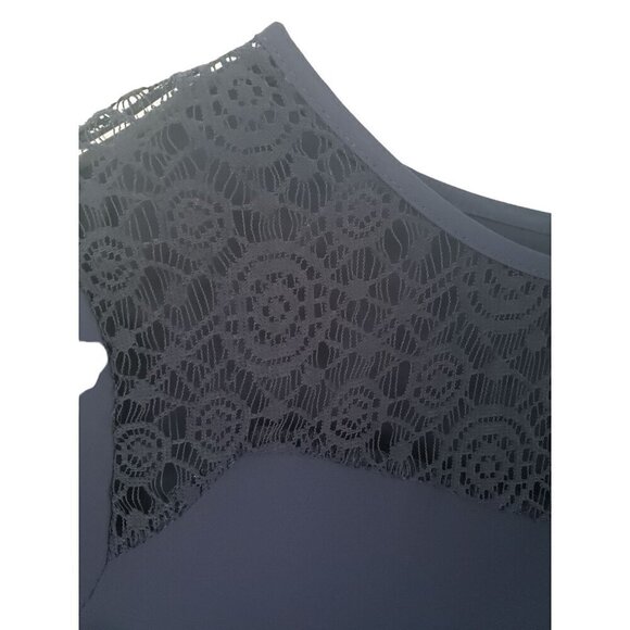 Women's navy with lace scoop neck blouse, size XL - Picture 3 of 6